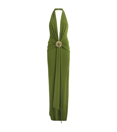 Cult Gaia Halterneck Chi Gown In Green