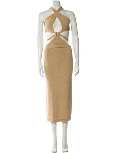 Pre-owned Cult Gaia Halterneck Long Dress In Brown