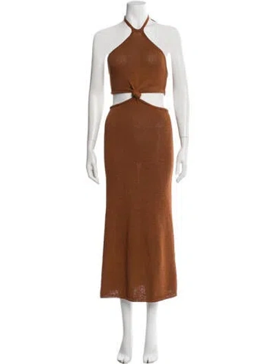 Pre-owned Cult Gaia Halterneck Long Dress In Brown