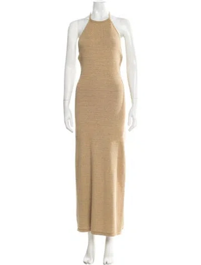 Pre-owned Cult Gaia Halterneck Long Dress In Brown