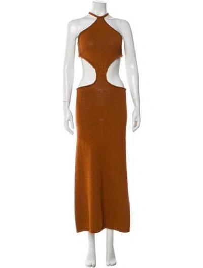 Pre-owned Cult Gaia Halterneck Long Dress In Neutral