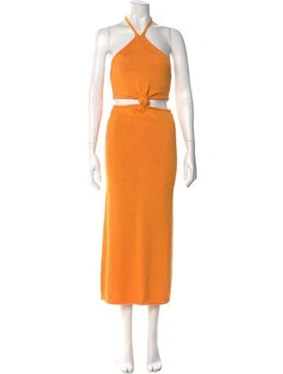 Pre-owned Cult Gaia Halterneck Long Dress In Orange