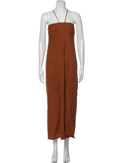 Pre-owned Cult Gaia Halterneck Long Dress In Orange