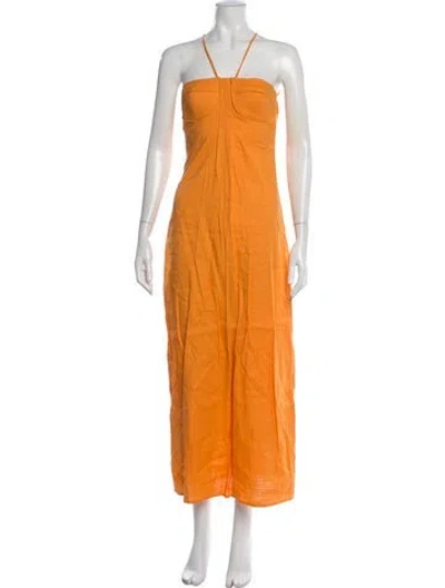 Pre-owned Cult Gaia Halterneck Long Dress In Orange