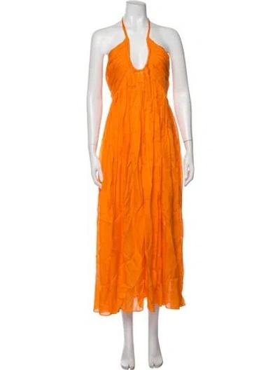 Pre-owned Cult Gaia Halterneck Long Dress In Orange