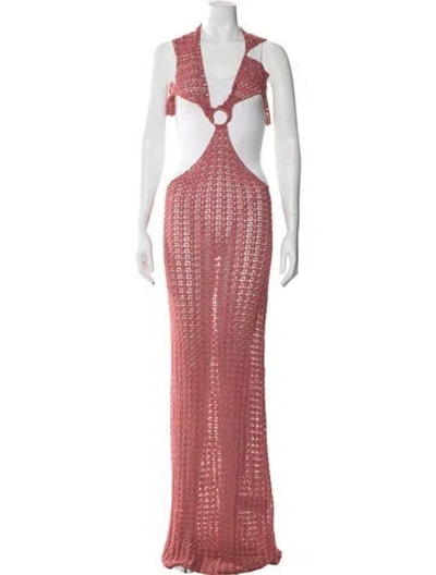 Pre-owned Cult Gaia Halterneck Long Dress In Pink