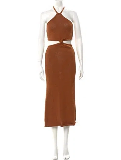 Pre-owned Cult Gaia Halterneck Midi Length Dress In Brown