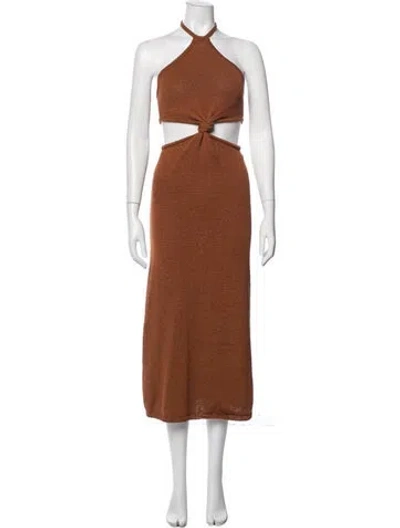Pre-owned Cult Gaia Halterneck Midi Length Dress In Brown