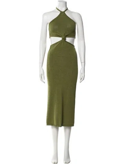 Pre-owned Cult Gaia Halterneck Midi Length Dress In Green