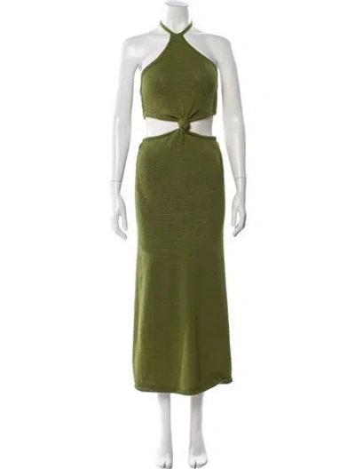 Pre-owned Cult Gaia Halterneck Midi Length Dress In Green