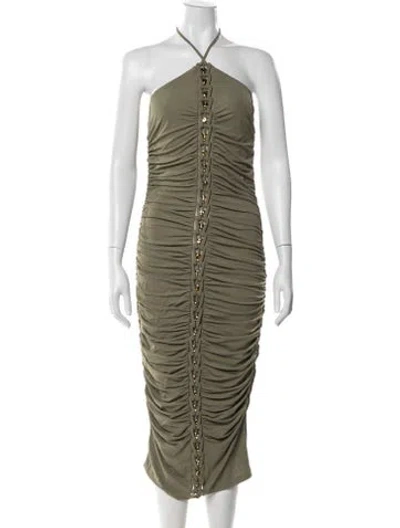 Pre-owned Cult Gaia Halterneck Midi Length Dress In Green