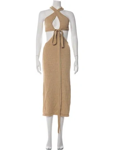 Pre-owned Cult Gaia Halterneck Midi Length Dress In Neutrals