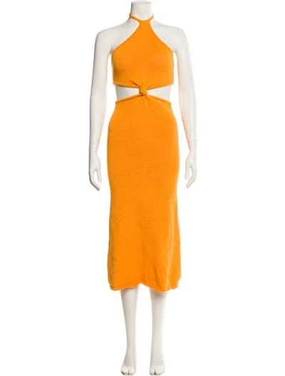 Pre-owned Cult Gaia Halterneck Midi Length Dress In Orange