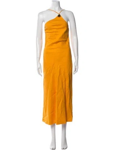 Pre-owned Cult Gaia Halterneck Midi Length Dress In Orange