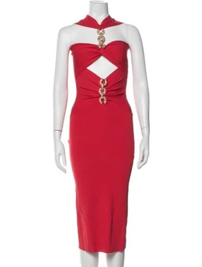 Pre-owned Cult Gaia Halterneck Midi Length Dress In Red