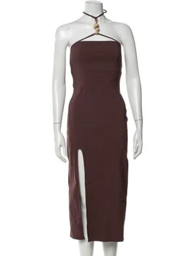 Pre-owned Cult Gaia Halterneck Midi Length Dress W/ Tags In Brown