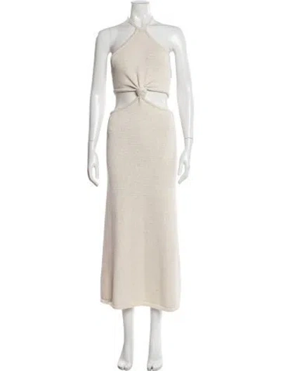 Pre-owned Cult Gaia Halterneck Midi Length Dress In White