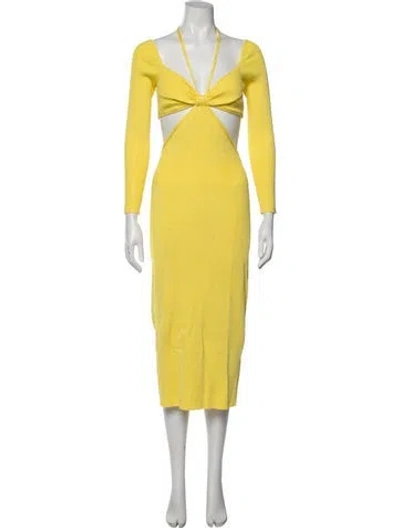 Pre-owned Cult Gaia Halterneck Midi Length Dress In Yellow