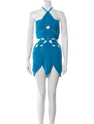 Pre-owned Cult Gaia Halterneck Mini Dress In Blue