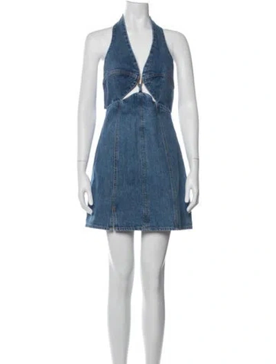 Pre-owned Cult Gaia Halterneck Mini Dress In Blue