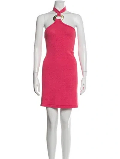 Pre-owned Cult Gaia Halterneck Mini Dress In Pink
