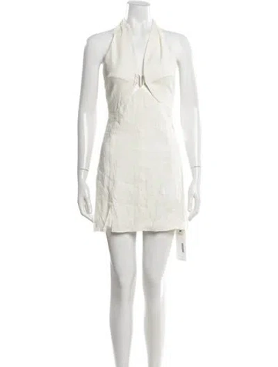 Pre-owned Cult Gaia Halterneck Mini Dress In White
