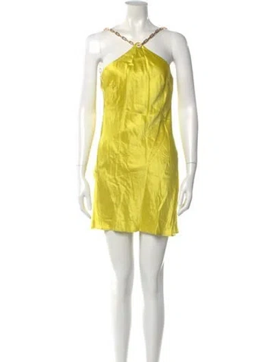 Pre-owned Cult Gaia Halterneck Mini Dress In Yellow