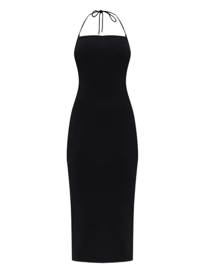 Cult Gaia Halterneck Ribbed Midi Dress In Black