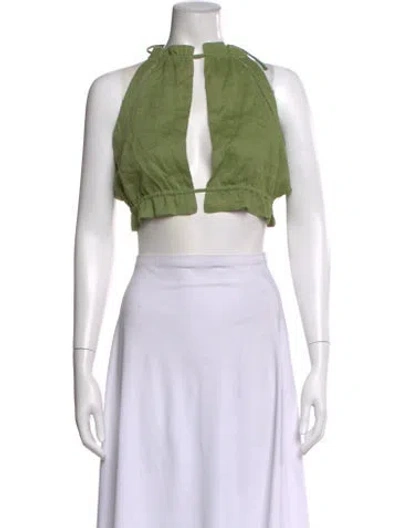 Pre-owned Cult Gaia Halterneck Sleeveless Crop Top In Green