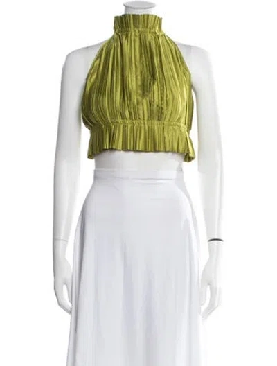Pre-owned Cult Gaia Halterneck Sleeveless Crop Top In Green