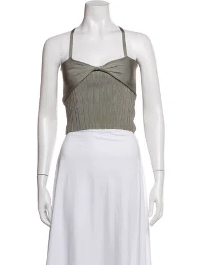 Pre-owned Cult Gaia Halterneck Sleeveless Crop Top In Green