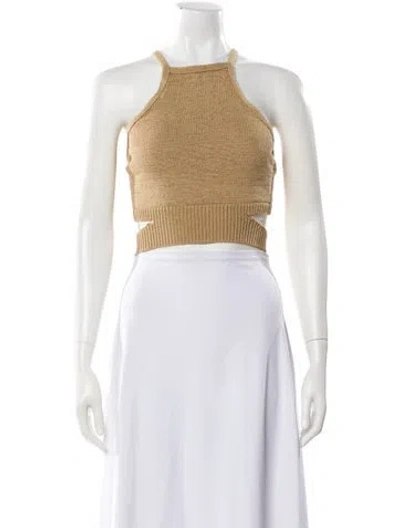 Pre-owned Cult Gaia Halterneck Sleeveless Crop Top In Neutral