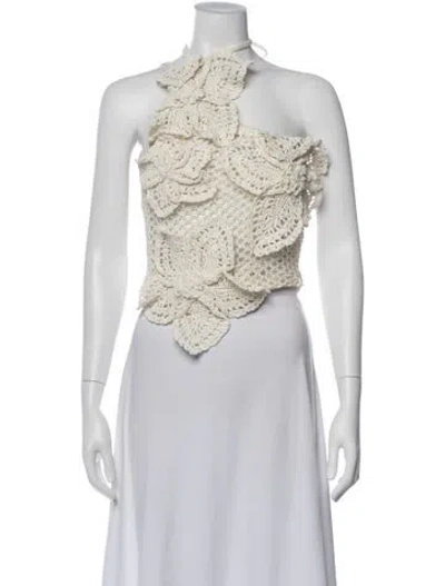 Pre-owned Cult Gaia Halterneck Sleeveless Crop Top In Neutral