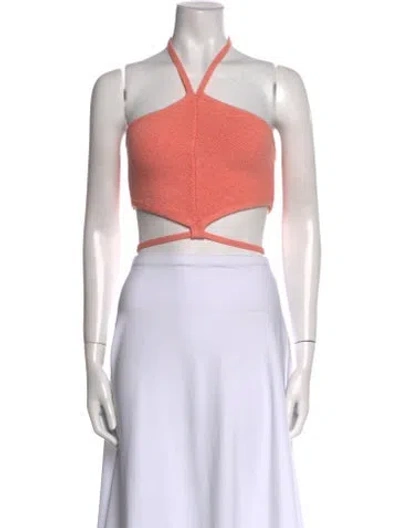 Pre-owned Cult Gaia Halterneck Sleeveless Crop Top In Pink