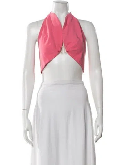 Pre-owned Cult Gaia Halterneck Sleeveless Crop Top In Pink