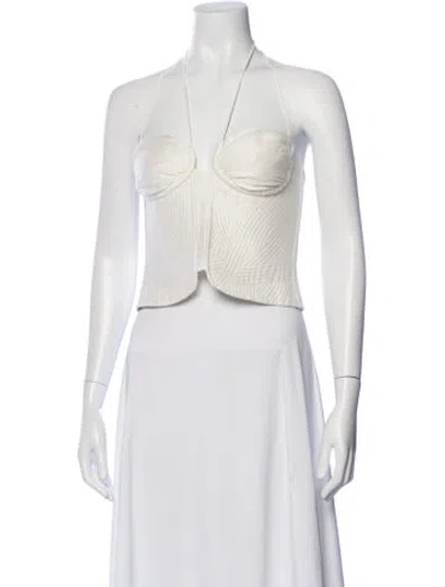 Pre-owned Cult Gaia Halterneck Sleeveless Crop Top W/ Tags In White
