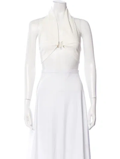 Pre-owned Cult Gaia Halterneck Sleeveless Crop Top In White