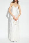 Cult Gaia Hansal Silk Sleeveless Feather Trim Gown In Cream