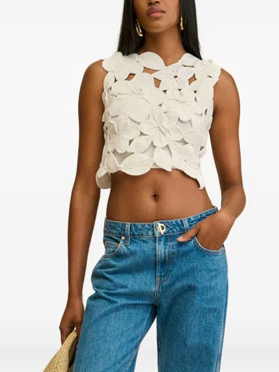 Cult Gaia Harrington Floral-applique Sleeveless Top In Red