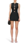 Cult Gaia Hartley Mixed Cutout Minidress In Black