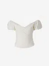 Cult Gaia Helene Topwear In White Linen In Beige