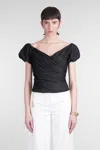 Cult Gaia Helene Ruched Linen-blend Off-the-shoulder Top