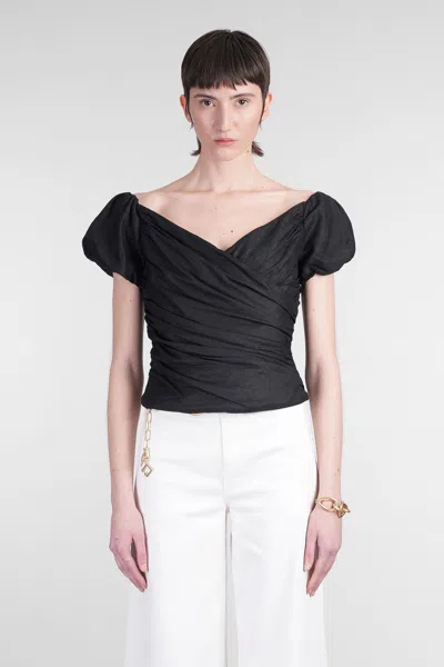 CULT GAIA HELENE TOPWEAR IN BLACK LINEN
