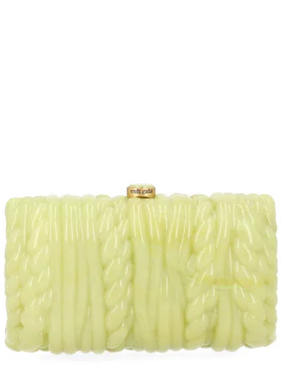 Cult Gaia Helene Twisted Rope Gold Clutch In Green