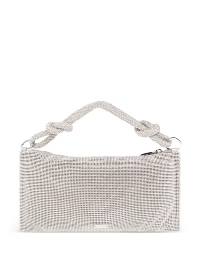 Cult Gaia Hera Nano Knotted Rhinestone Tote Bag In White
