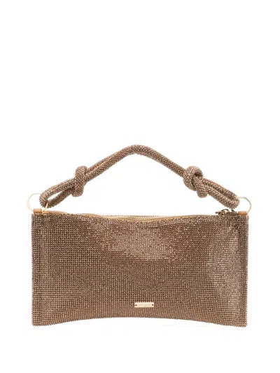 Cult Gaia Hera Rhinestone Shoulder Bag In Beige
