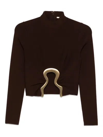 Cult Gaia High-neck Embellished Top In Brown