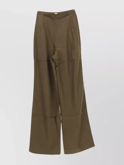 Cult Gaia High Waist Wide Leg Pant With Pockets In Brown