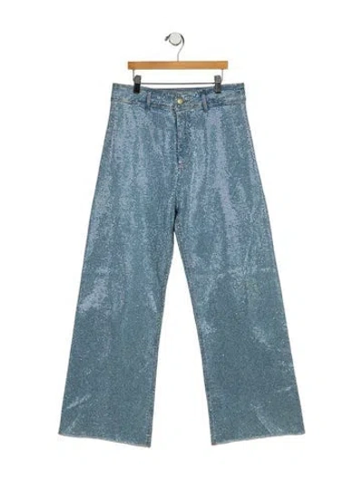 Pre-owned Cult Gaia High-rise Wide Leg Jeans In Blue
