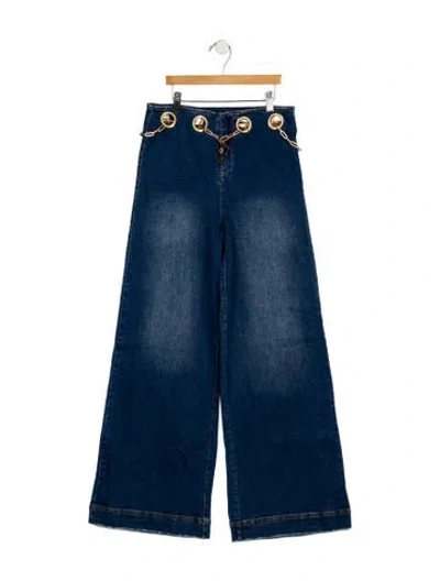 Pre-owned Cult Gaia High-rise Wide Leg Jeans In Blue